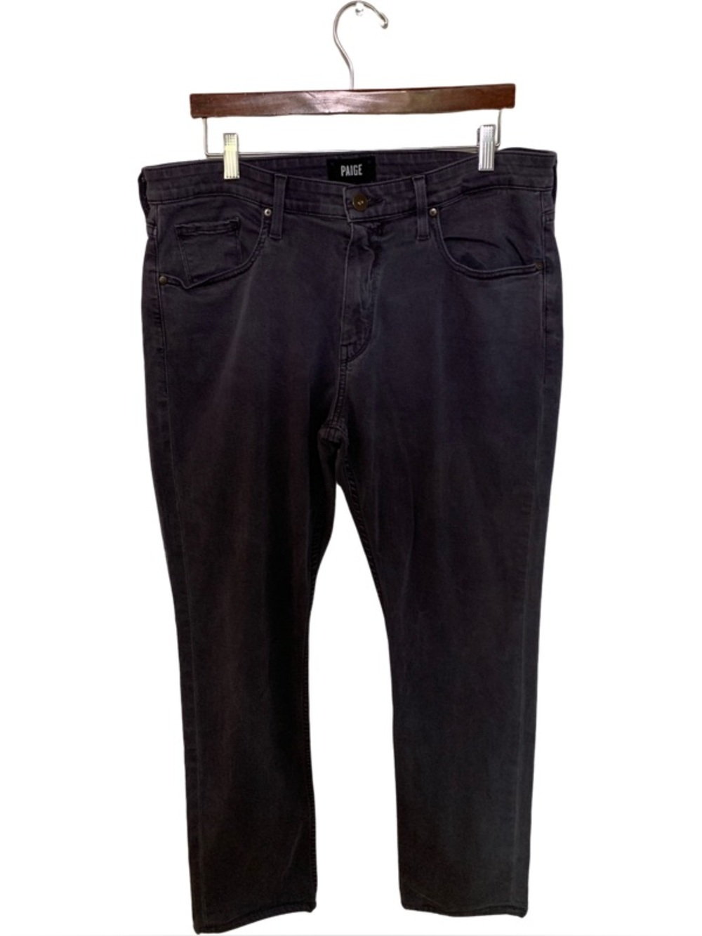 PAIGE “Federal” Dusty Blue Slim-Straight Jeans. Unworn, Unaltered, 36x31.5.